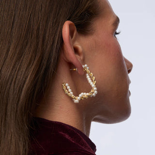 Lele Sadoughi Pearl Rope Twist Hoop Earrings