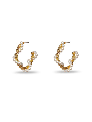 Lele Sadoughi Pearl Rope Twist Hoop Earrings