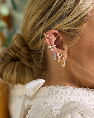 Melinda Maria Isla White Diamondette Hoops .75"