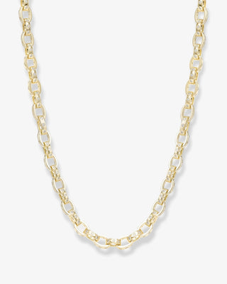 Melinda Maria Ashley Chain Link Necklace 9mm Gold White. Product is shot on white background. 