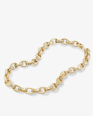 Melinda Maria Ashley Chain Link Necklace 9mm Gold White. Product is shot on white background. 