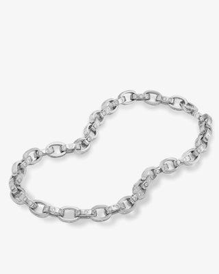 Melinda Maria Ashley Chain Link Necklace 9mm Silver. Product is shot on white background. 