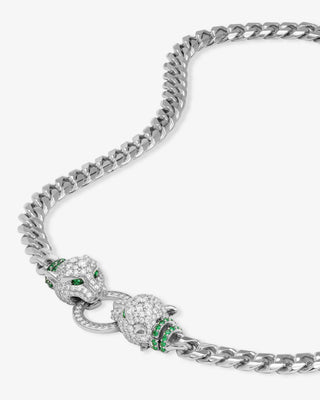 Melinda Maria Jaguar Cuban Chain Necklace 6.8mm. Product is shot on white background.