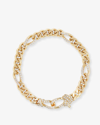 Melinda Maria Knot Figaro Chain Bracelet. Product is shot on white background. 