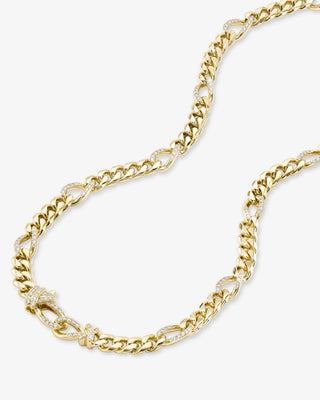 Melinda Maria Knot Figaro Chain Necklace. Product is shot on white background.