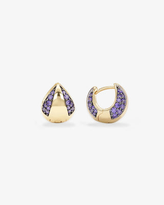 Melinda Maria Lil Norah Split Pavé Lavender Amethyst Earrings. Product is shot on white background. 