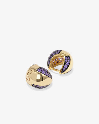 Melinda Maria Lil Norah Split Pavé Lavender Amethyst Earrings. Product is shot on white background. 