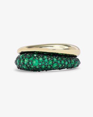 Melinda Maria Norah Pave Double Ring Emerald