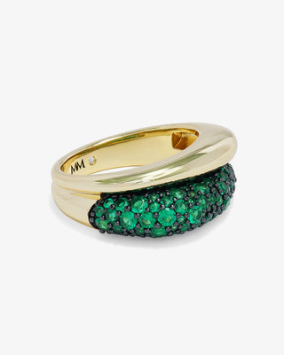 Melinda Maria Norah Pave Double Ring Emerald