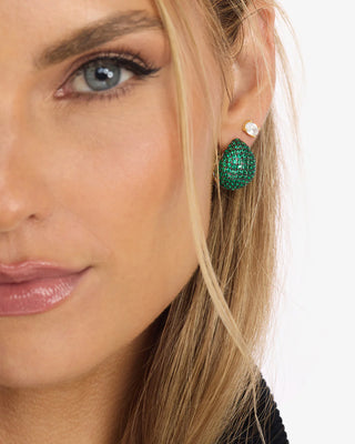 Melinda Maria Norah Pave Earrings Emerald