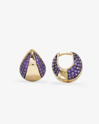 Melinda Maria Norah Split Pavé Lavender Amethyst Earrings. Product is shot on white background. 
