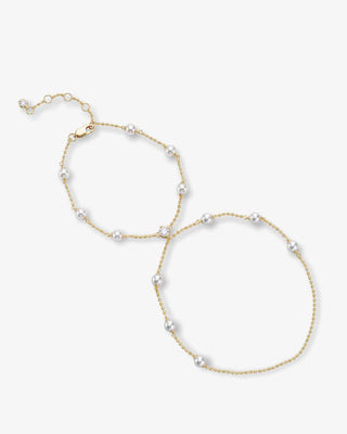 Melinda Maria Perfect Pearl Hand-Chain. Product shot on white background. 