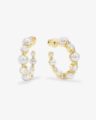 Melinda Maria She's an Icon Pearl Hoops 1". Product is shot on white background.