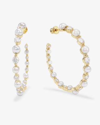 Melinda Maria She's an Icon Pearl Hoops 2". Product is shot on white background. 