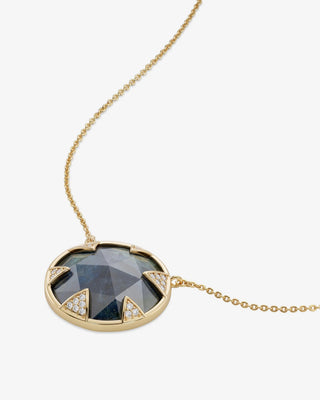 Melinda Maria Tessa Labradorite Necklace 24mm. Product is shot on white background. 