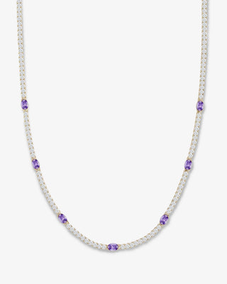 Melinda Maria The Maven Lavender Amethyst Tennis Necklace 3mm. Product is shot on white background.