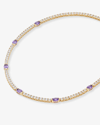 Melinda Maria The Maven Lavender Amethyst Tennis Necklace 3mm. Product is shot on white background. 