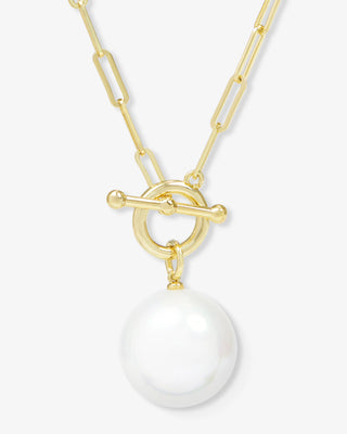 Melinda Maria XL Life's A Ball Pearl Pendant Necklace. Product is shot on white background.