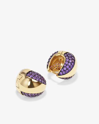 Melinda Maria Norah Split Pavé Lavender Amethyst Earrings. Product is shot on white background. 