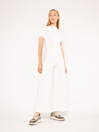 Ripley Radar ponte knit wide leg pant cropped off white