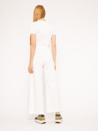 Ripley Radar ponte knit wide leg pant cropped off white