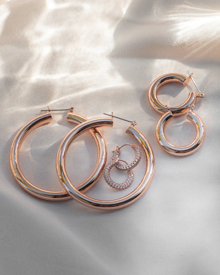 Luv AJ Amalfi Tube Hoops Rose Gold "luv aj amalfi tube hoops" "luv aj amalfi hoops" "luv aj baby amalfi hoops" "luv aj baby amalfi hoops silver" "luv aj heart earrings" "luv aj pave hoops" "luv aj earrings" "luv aj capri wire hoops"