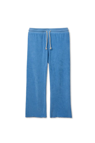 Perfect White Tee Eliana Loop Terry Draw String Pant Pacific Blue. Product is shot on white background. 