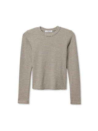 Perfect White Tee Emma Luxe Rib Long Sleeve Top Heather Grey Black Stripe