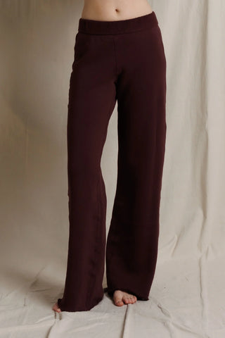 Perfect White Tee Marley Inside Out Fleece Pants Cherry Lacquer. Model is wearing product.