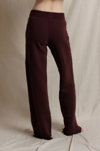 Perfect White Tee Marley Inside Out Fleece Pants Cherry Lacquer. Model is wearing product. 