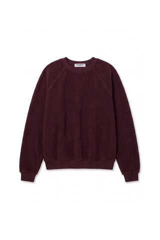 Perfect White Tee Oversized Ziggy Reverse Fleece Crew Neck Sweatshirt Cherry Lacquer. Product shot on white background.