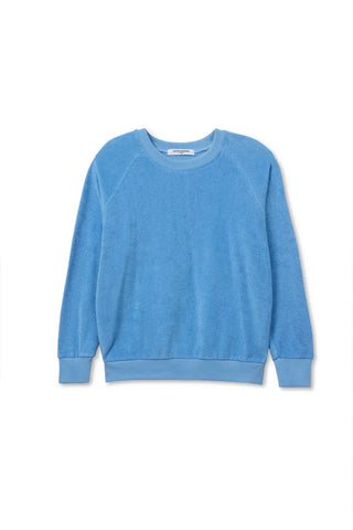 Perfect White Tee Saylor Loop Terry Sweatshirt Pacific Blue. Product is shot on white background. 