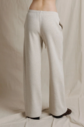 Perfect White Tee Zadie Waffle Knit Pant Oatmeal. Model is wearing product. 