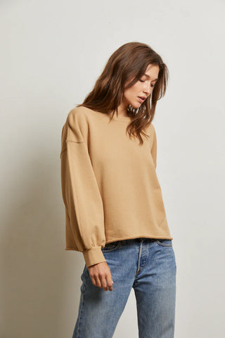 Perfect White Tee Zayne French Terry Long Sleeve Oversized Pullover Crew Suede