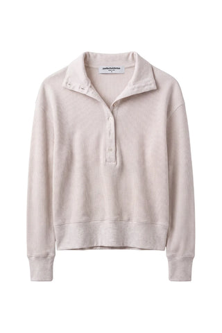 Perfect White Tee Zia Waffle Knit Popover Pullover Oatmeal. Product is shot on white background.