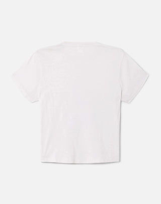RE/DONE Boxy Tee Florals Vintage White. Back of product is shot on white background. 