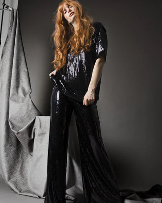 Ripley Rader Black Sequin Party Top