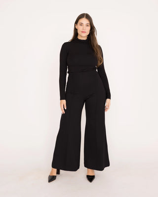 Ripley Rader Black Ponte Knit Wide Leg Pant-Standard