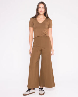 Ripley Rader Camel Ponte Knit Wide Leg Pant: Cropped