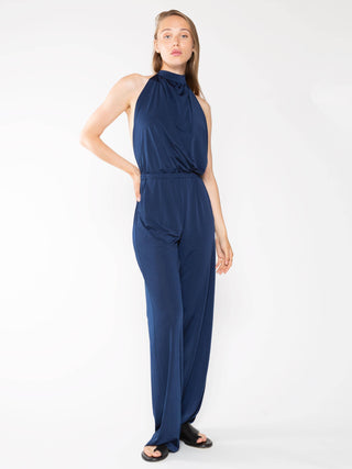 Ripley Rader Navy Backless Halter Jumpsuit