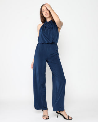 Ripley Rader Navy Backless Halter Jumpsuit