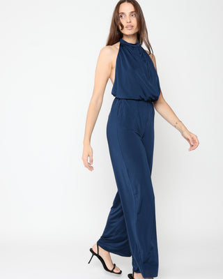 Ripley Rader Navy Backless Halter Jumpsuit
