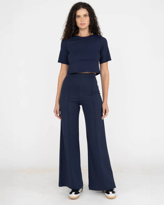 Ripley Rader Navy Ponte Knit Wide Leg Pant-Standard