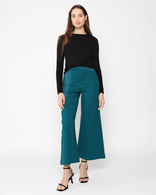 Ripley Rader Teal Ponte Knit Wide Leg Pant-Cropped 