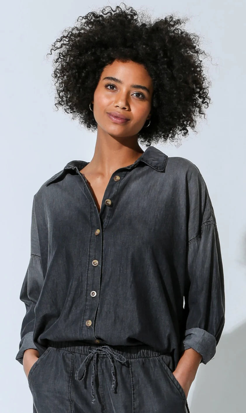 Electric & Rose Hendrix Button Down Chambray Vintage Onyx