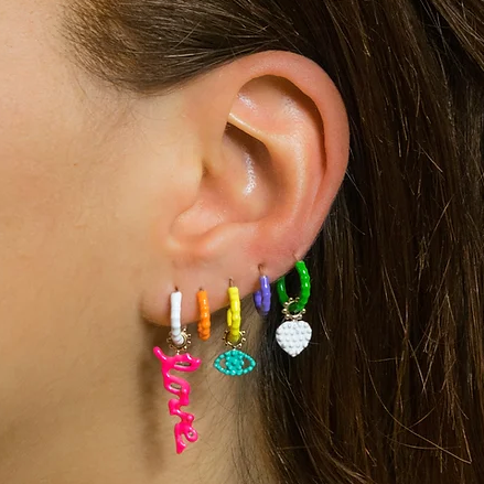 GAYA Joaillerie Mini Heart Earring Enamelled Charm Pink