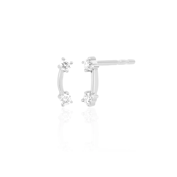 EF Collection Double Solitaire Stud Earring Left Ear