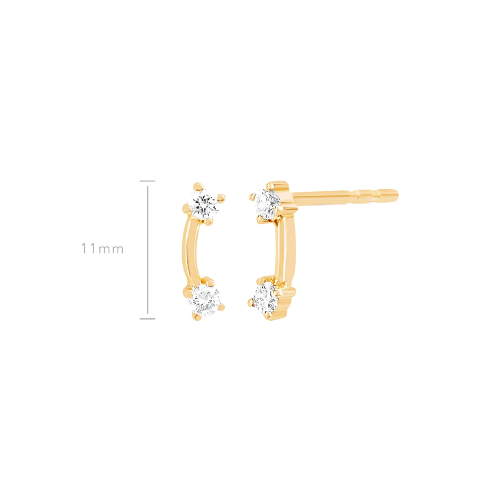 EF Collection Double Solitaire Stud Earring Left Ear