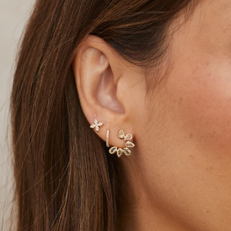 EF Collection 14k Diamond Blossom Stud Earring
