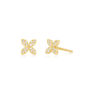 EF Collection 14k Diamond Blossom Stud Earring